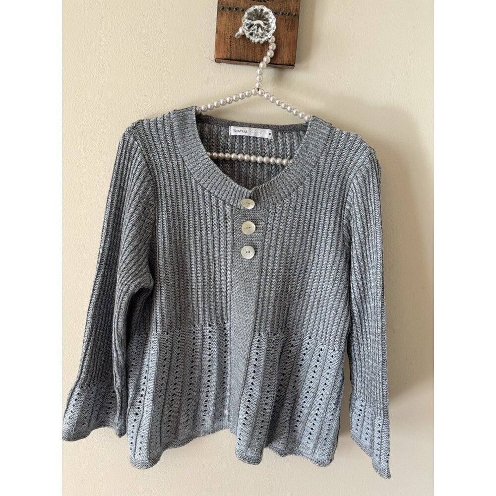 Skovuus Womens Size M Blue Pullover Sweater 3/4 Sleeves Lightweight